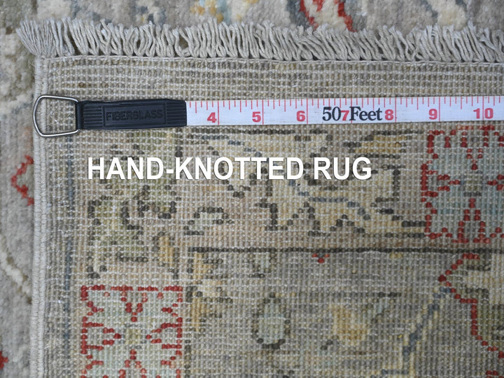 3'1" x 9'11" New Hand Knotted Grey Wool Runner Oriental Rug - MOA10288624