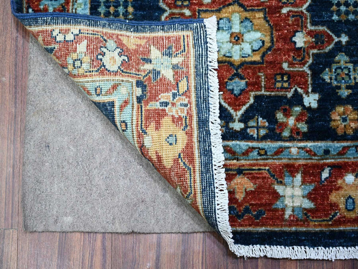 2'6" x 6'1" New Hand Knotted Blue Wool Runner Oriental Rug - MOA10288625