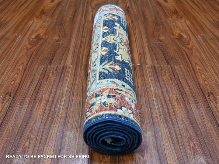 2'6" x 6'1" New Hand Knotted Blue Wool Runner Oriental Rug - MOA10288625