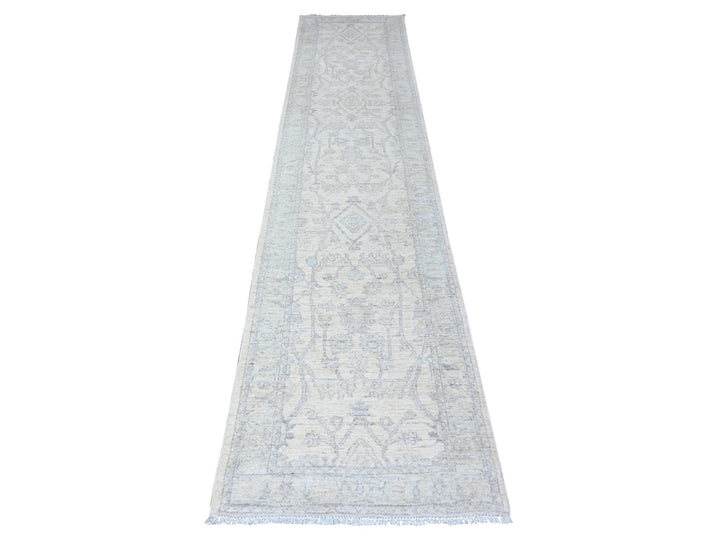 2'5" x 11'8" New Hand Knotted Ivory Wool Runner Oriental Rug - MOA10288634