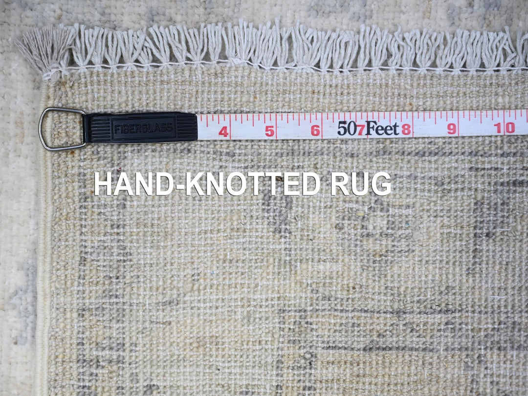 2'5" x 11'8" New Hand Knotted Ivory Wool Runner Oriental Rug - MOA10288634