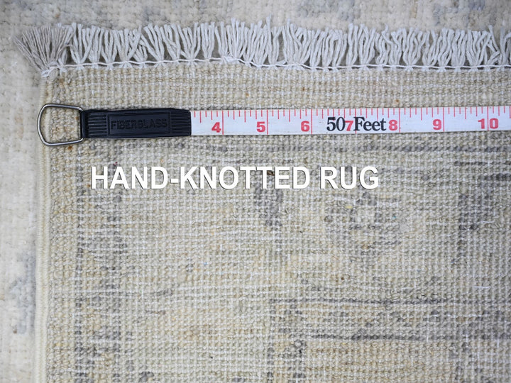 2'5" x 11'8" New Hand Knotted Ivory Wool Runner Oriental Rug - MOA10288634