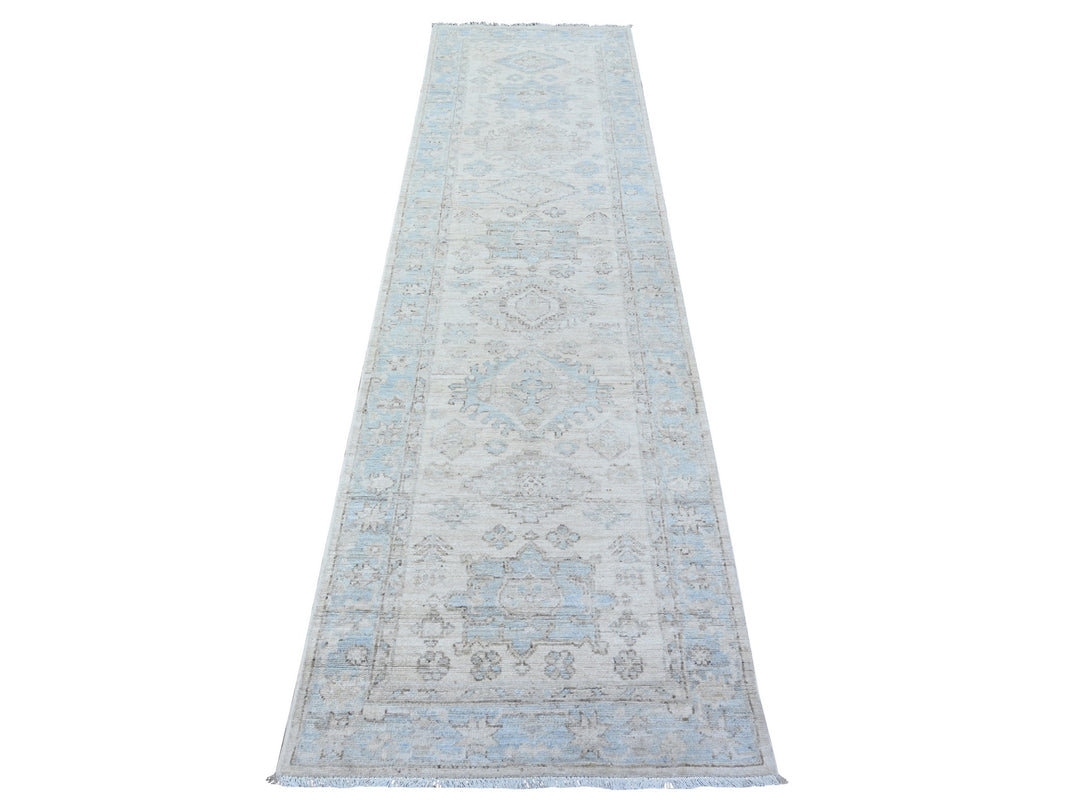 2'7" x 9'5" New Hand Knotted Ivory Wool Runner Oriental Rug - MOA10288636