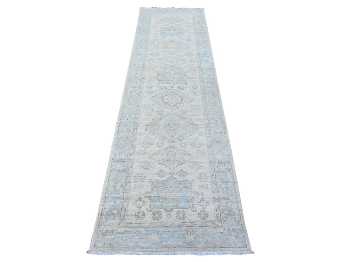 2'7" x 9'5" New Hand Knotted Ivory Wool Runner Oriental Rug - MOA10288636