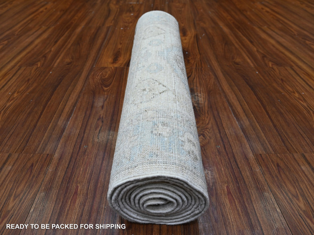 2'7" x 9'5" New Hand Knotted Ivory Wool Runner Oriental Rug - MOA10288636
