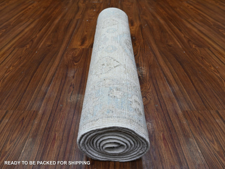 2'7" x 9'5" New Hand Knotted Ivory Wool Runner Oriental Rug - MOA10288636