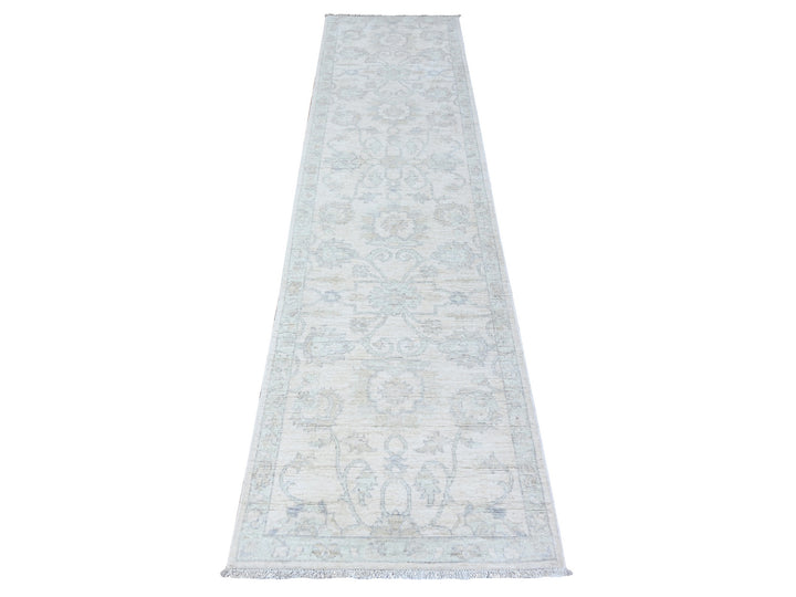 2'5" x 9'6" New Hand Knotted Ivory Wool Runner Oriental Rug - MOA10288637