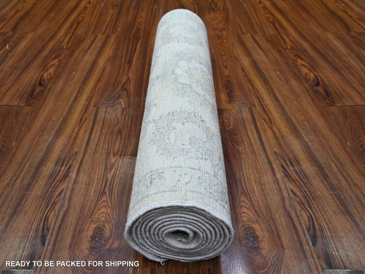 2'5" x 9'6" New Hand Knotted Ivory Wool Runner Oriental Rug - MOA10288637