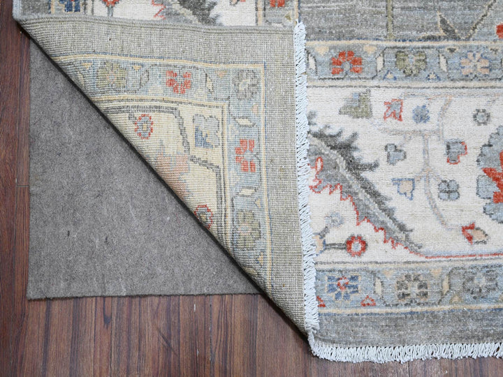 9'2" x 11'10" New Hand Knotted Grey Wool Rectangle Oriental Rug - MOA10288643