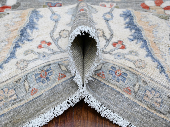 9'2" x 11'10" New Hand Knotted Grey Wool Rectangle Oriental Rug - MOA10288643