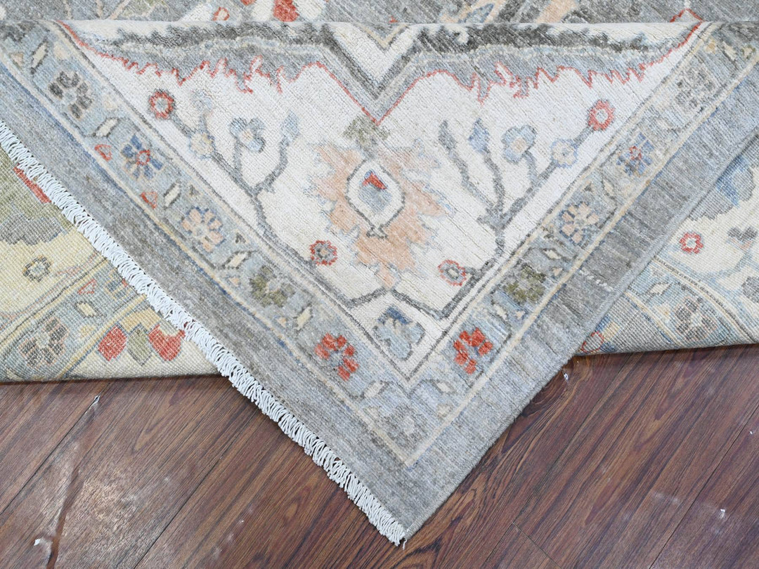 9'2" x 11'10" New Hand Knotted Grey Wool Rectangle Oriental Rug - MOA10288643