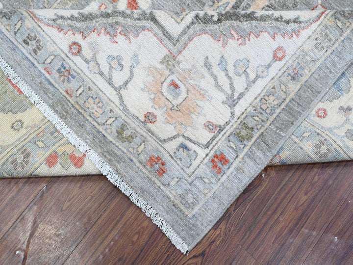 9'2" x 11'10" New Hand Knotted Grey Wool Rectangle Oriental Rug - MOA10288643