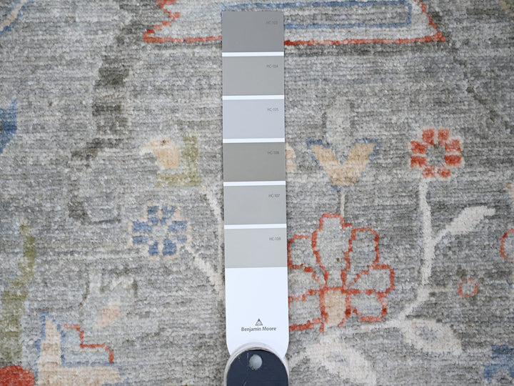 9'2" x 11'10" New Hand Knotted Grey Wool Rectangle Oriental Rug - MOA10288643