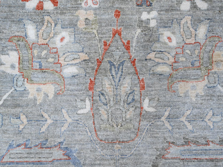 9'2" x 11'10" New Hand Knotted Grey Wool Rectangle Oriental Rug - MOA10288643