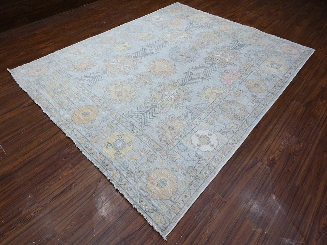 8'3" x 10'0" New Hand Knotted Grey Wool Rectangle Oriental Rug - MOA10288649