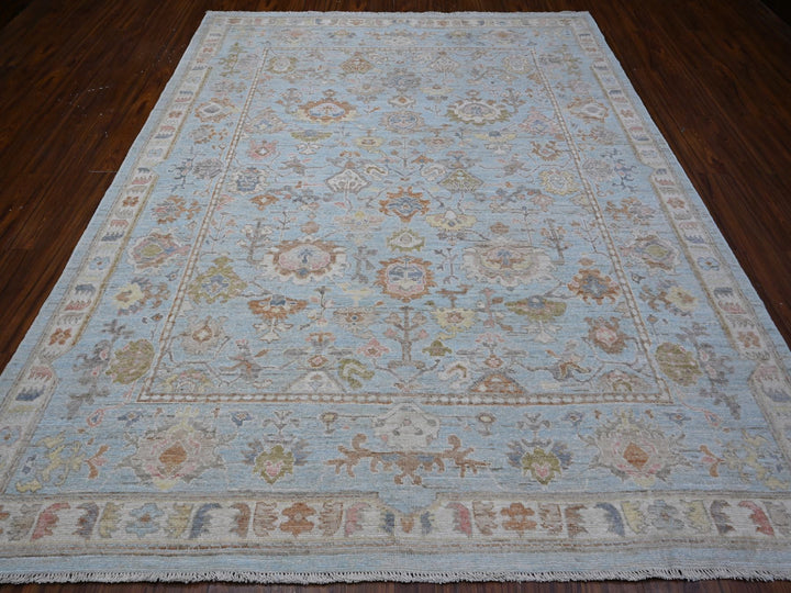 8'4" x 10'2" New Hand Knotted Blue Wool Rectangle Oriental Rug - MOA10288653