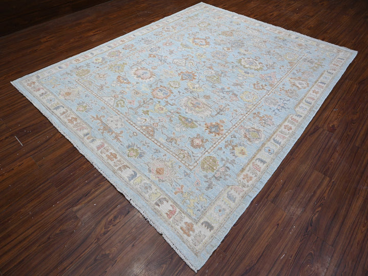 8'4" x 10'2" New Hand Knotted Blue Wool Rectangle Oriental Rug - MOA10288653