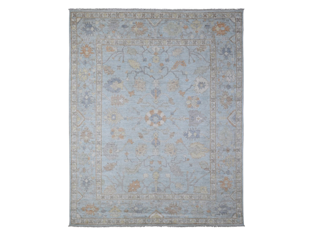 7'9" x 9'9" New Hand Knotted Blue Wool Rectangle Oriental Rug - MOA10288658