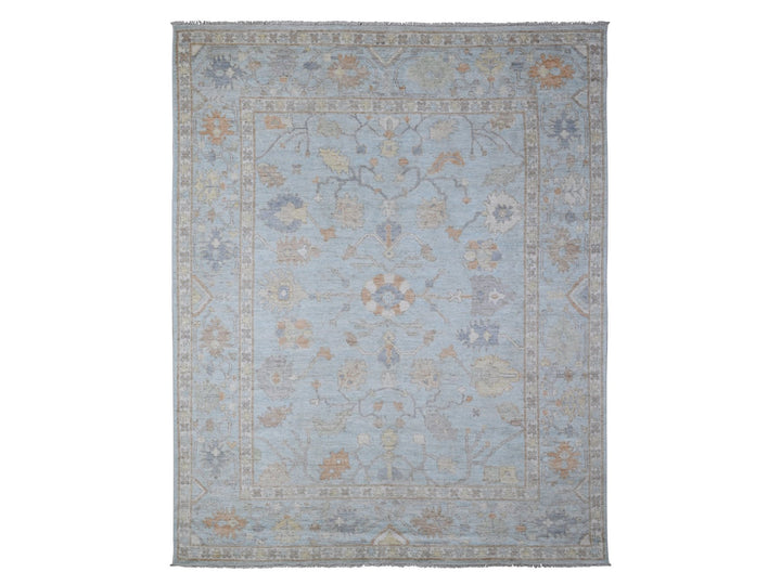 7'9" x 9'9" New Hand Knotted Blue Wool Rectangle Oriental Rug - MOA10288658
