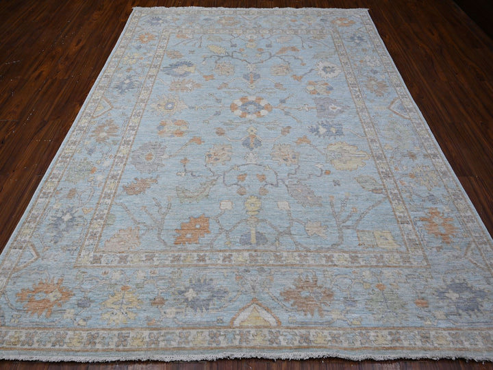 7'9" x 9'9" New Hand Knotted Blue Wool Rectangle Oriental Rug - MOA10288658