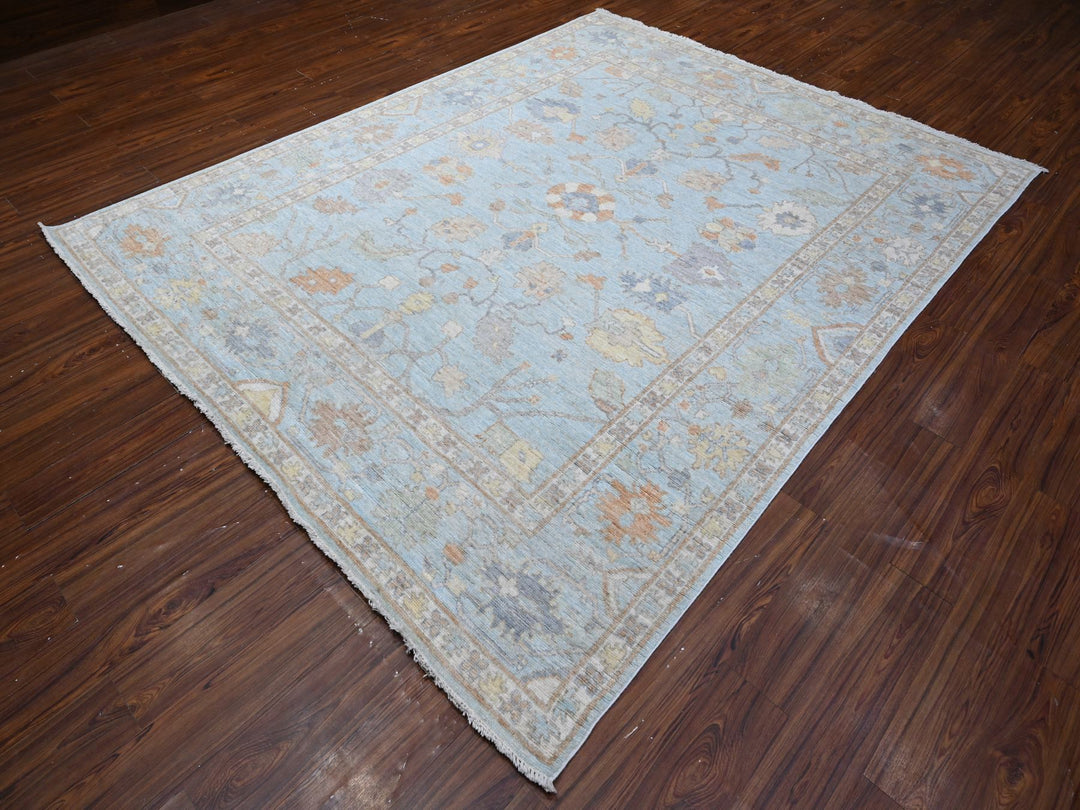 7'9" x 9'9" New Hand Knotted Blue Wool Rectangle Oriental Rug - MOA10288658