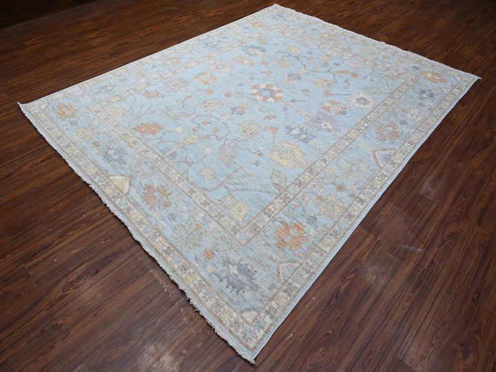 7'9" x 9'9" New Hand Knotted Blue Wool Rectangle Oriental Rug - MOA10288658