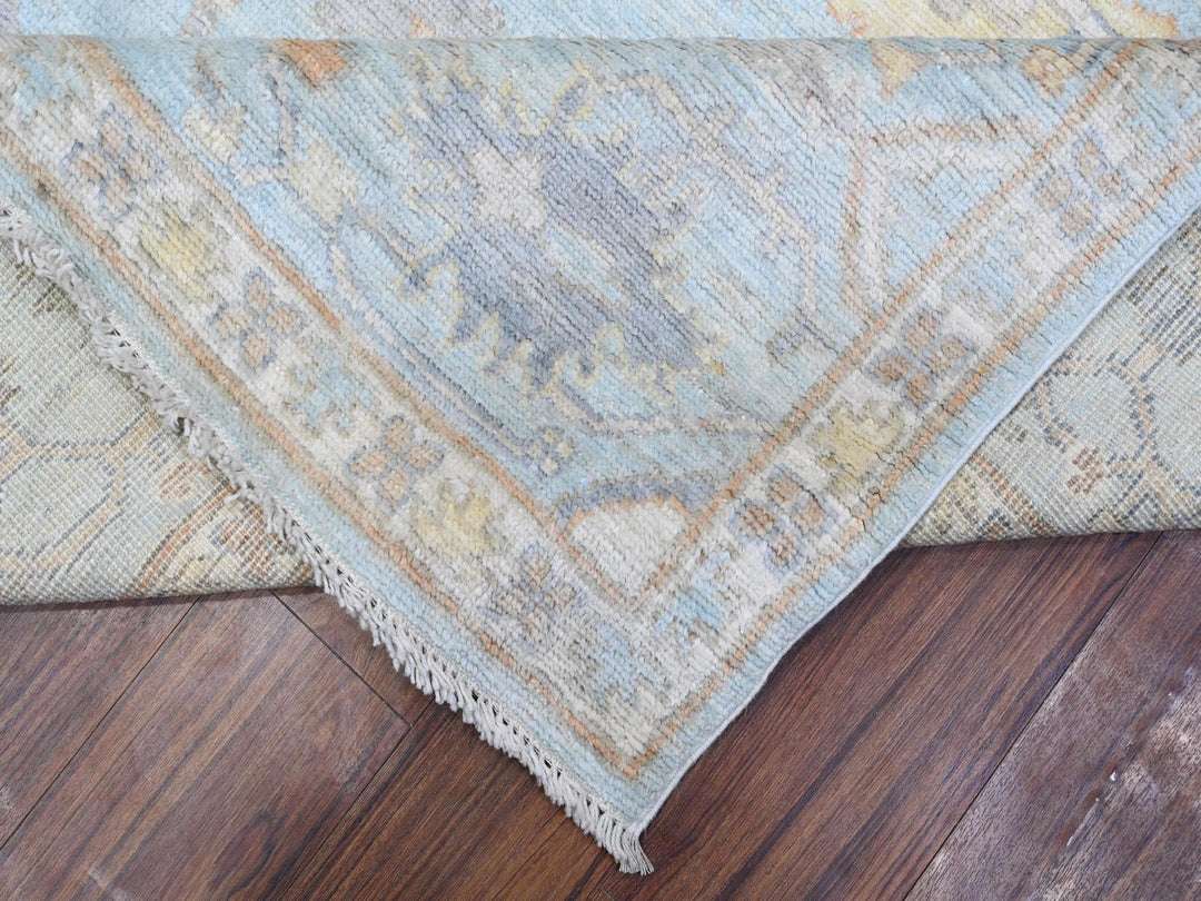 7'9" x 9'9" New Hand Knotted Blue Wool Rectangle Oriental Rug - MOA10288658