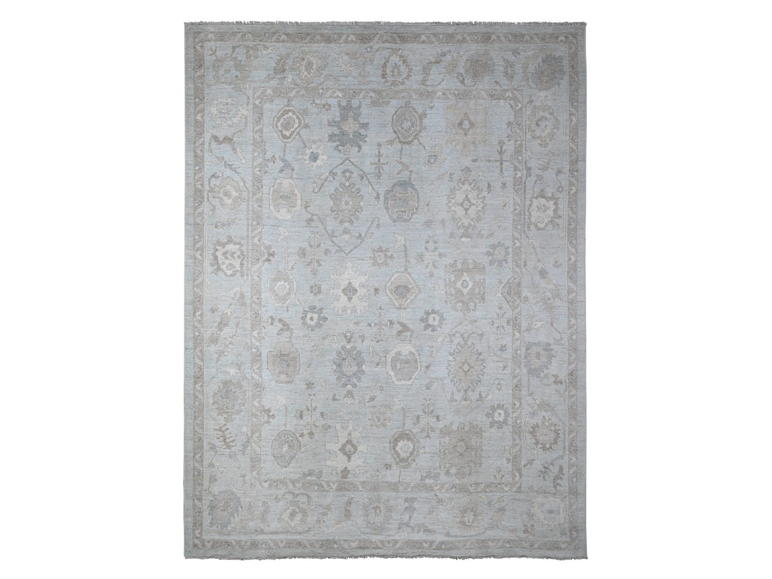 9'2" x 12'0" New Hand Knotted Grey Wool Rectangle Oriental Rug - MOA10288669
