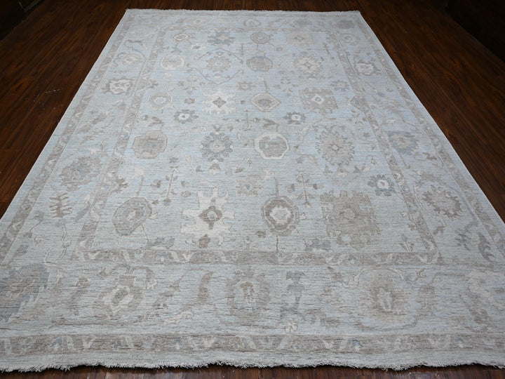 9'2" x 12'0" New Hand Knotted Grey Wool Rectangle Oriental Rug - MOA10288669
