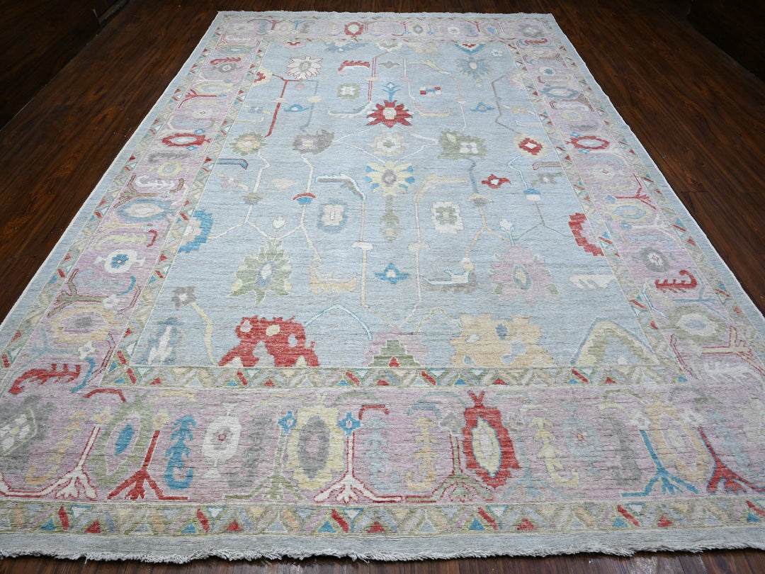 9'9" x 13'9" New Hand Knotted Grey Wool Rectangle Oriental Rug - MOA10288671