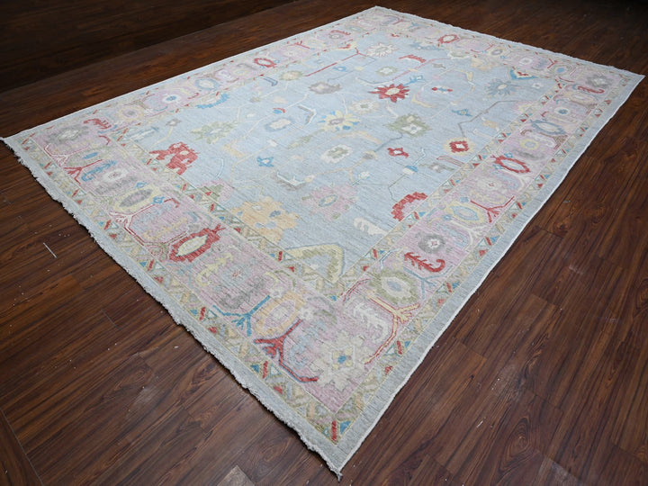 9'9" x 13'9" New Hand Knotted Grey Wool Rectangle Oriental Rug - MOA10288671