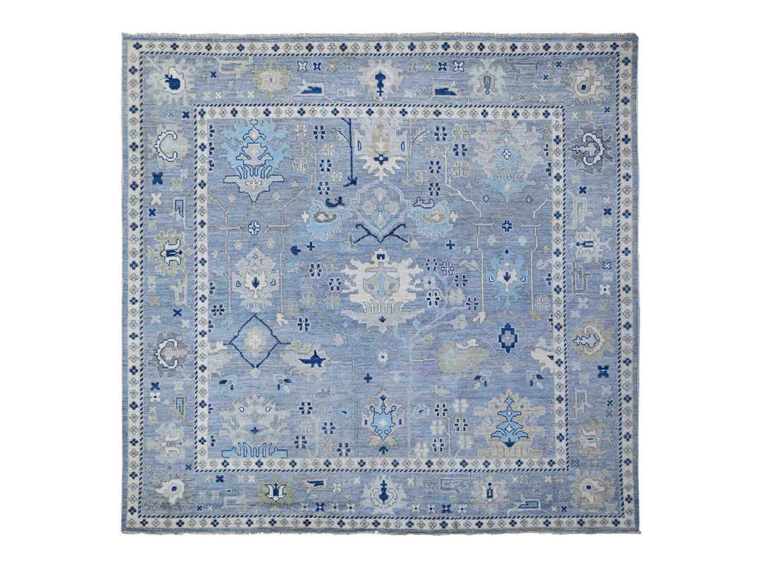 9'11" x 9'7" New Hand Knotted Blue Wool Square Oriental Rug - MOA10288687