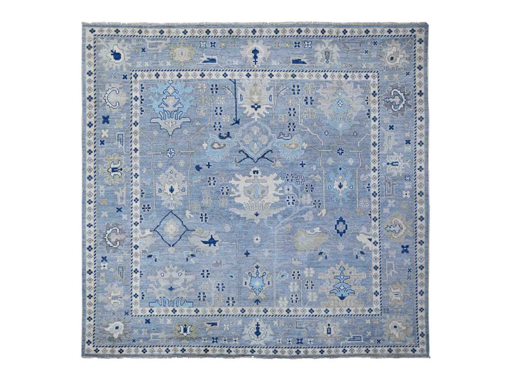 9'11" x 9'7" New Hand Knotted Blue Wool Square Oriental Rug - MOA10288687