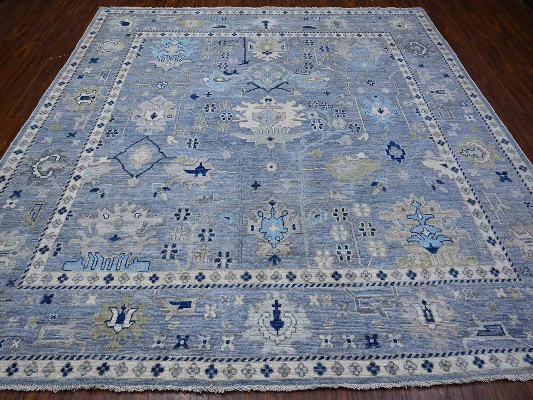 9'11" x 9'7" New Hand Knotted Blue Wool Square Oriental Rug - MOA10288687