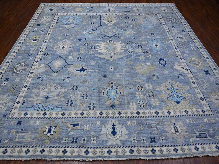 9'11" x 9'7" New Hand Knotted Blue Wool Square Oriental Rug - MOA10288687
