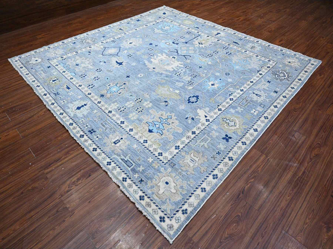 9'11" x 9'7" New Hand Knotted Blue Wool Square Oriental Rug - MOA10288687
