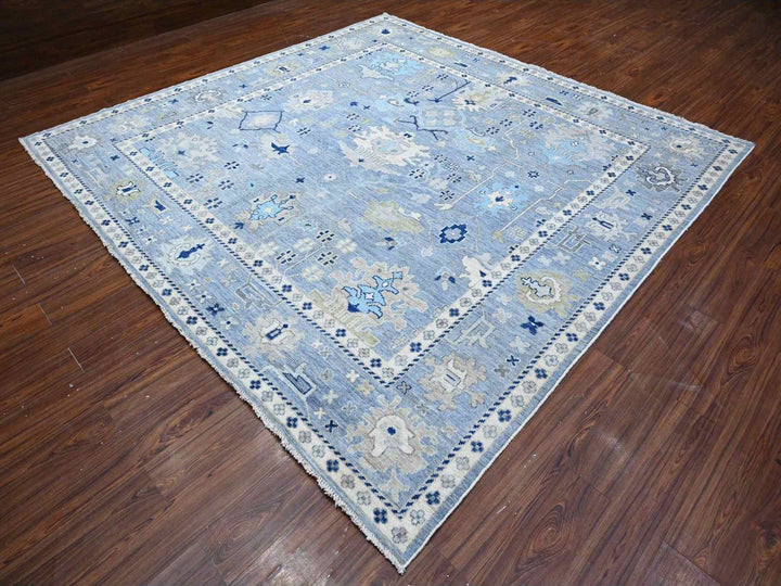 9'11" x 9'7" New Hand Knotted Blue Wool Square Oriental Rug - MOA10288687