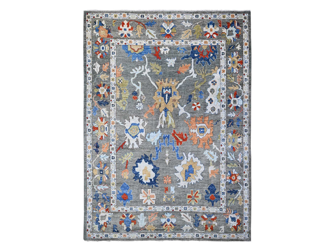 9'9" x 13'4" New Hand Knotted Grey Wool Rectangle Oriental Rug - MOA10288688