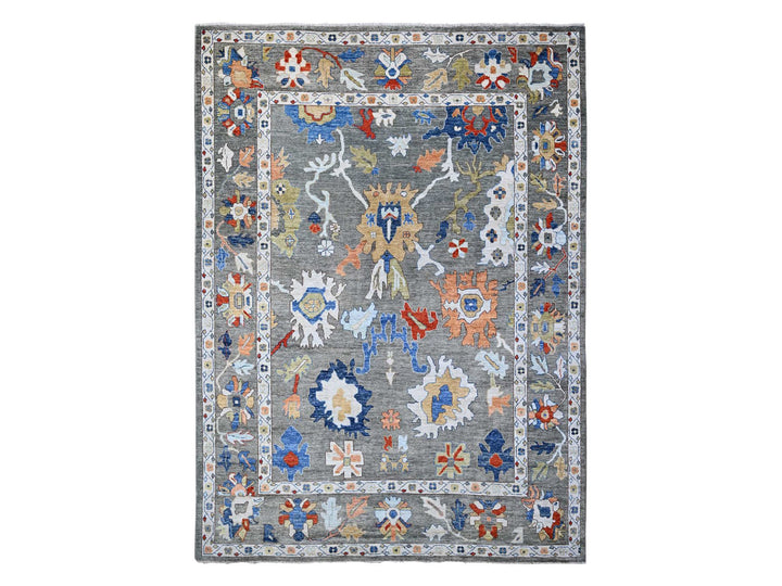 9'9" x 13'4" New Hand Knotted Grey Wool Rectangle Oriental Rug - MOA10288688