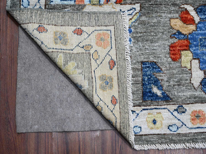 9'9" x 13'4" New Hand Knotted Grey Wool Rectangle Oriental Rug - MOA10288688