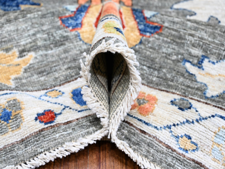 9'9" x 13'4" New Hand Knotted Grey Wool Rectangle Oriental Rug - MOA10288688