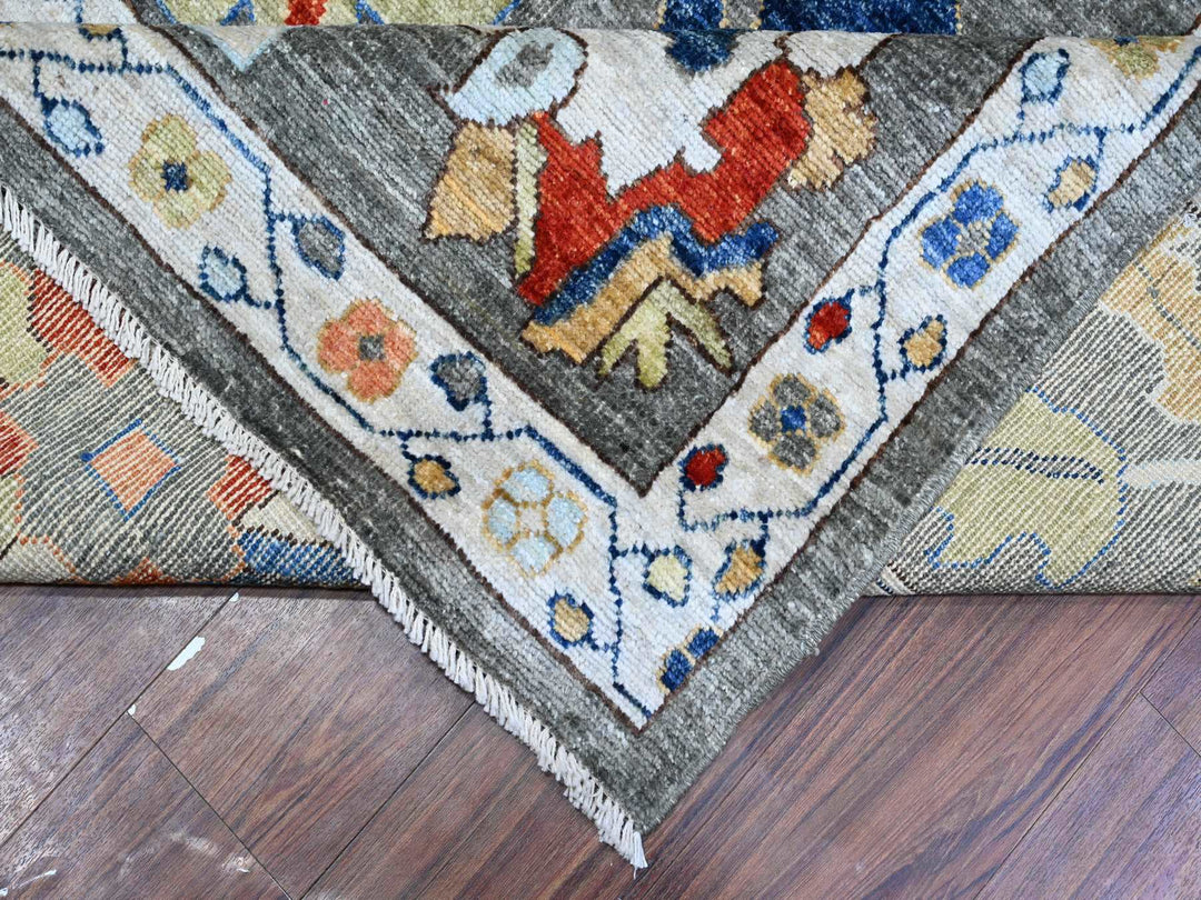 9'9" x 13'4" New Hand Knotted Grey Wool Rectangle Oriental Rug - MOA10288688