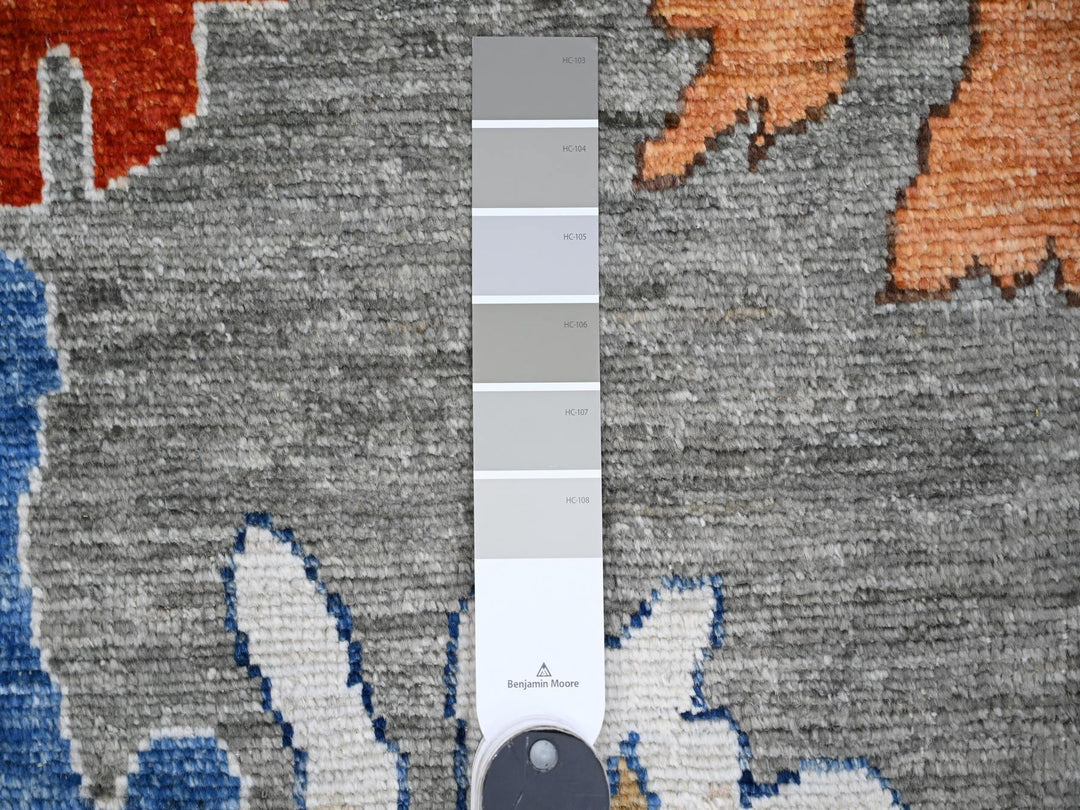 9'9" x 13'4" New Hand Knotted Grey Wool Rectangle Oriental Rug - MOA10288688