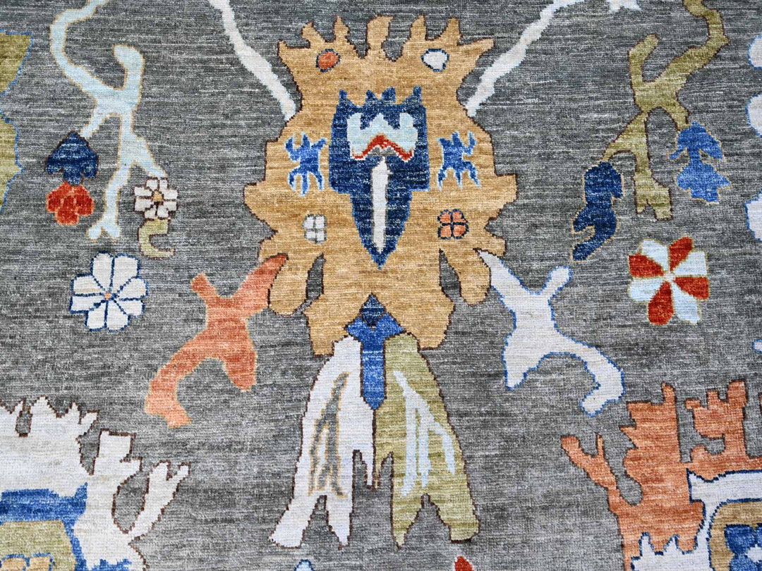 9'9" x 13'4" New Hand Knotted Grey Wool Rectangle Oriental Rug - MOA10288688