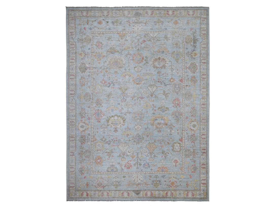 9'11" x 13'5" New Hand Knotted Blue Wool Rectangle Oriental Rug - MOA10288689