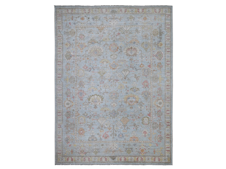 9'11" x 13'5" New Hand Knotted Blue Wool Rectangle Oriental Rug - MOA10288689