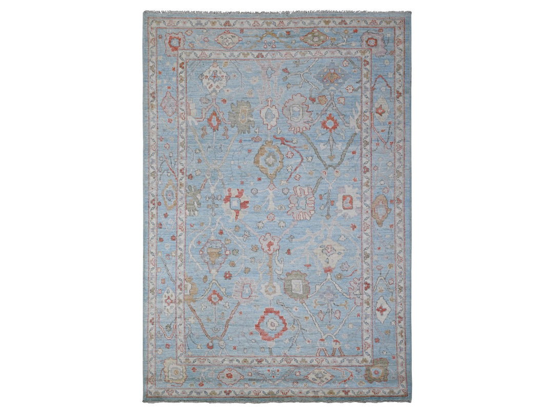 5'11" x 8'8" New Hand Knotted Blue Wool Rectangle Oriental Rug - MOA10288695
