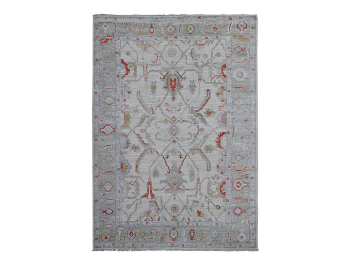 6'1" x 8'8" New Hand Knotted Ivory Wool Rectangle Oriental Rug - MOA10288698