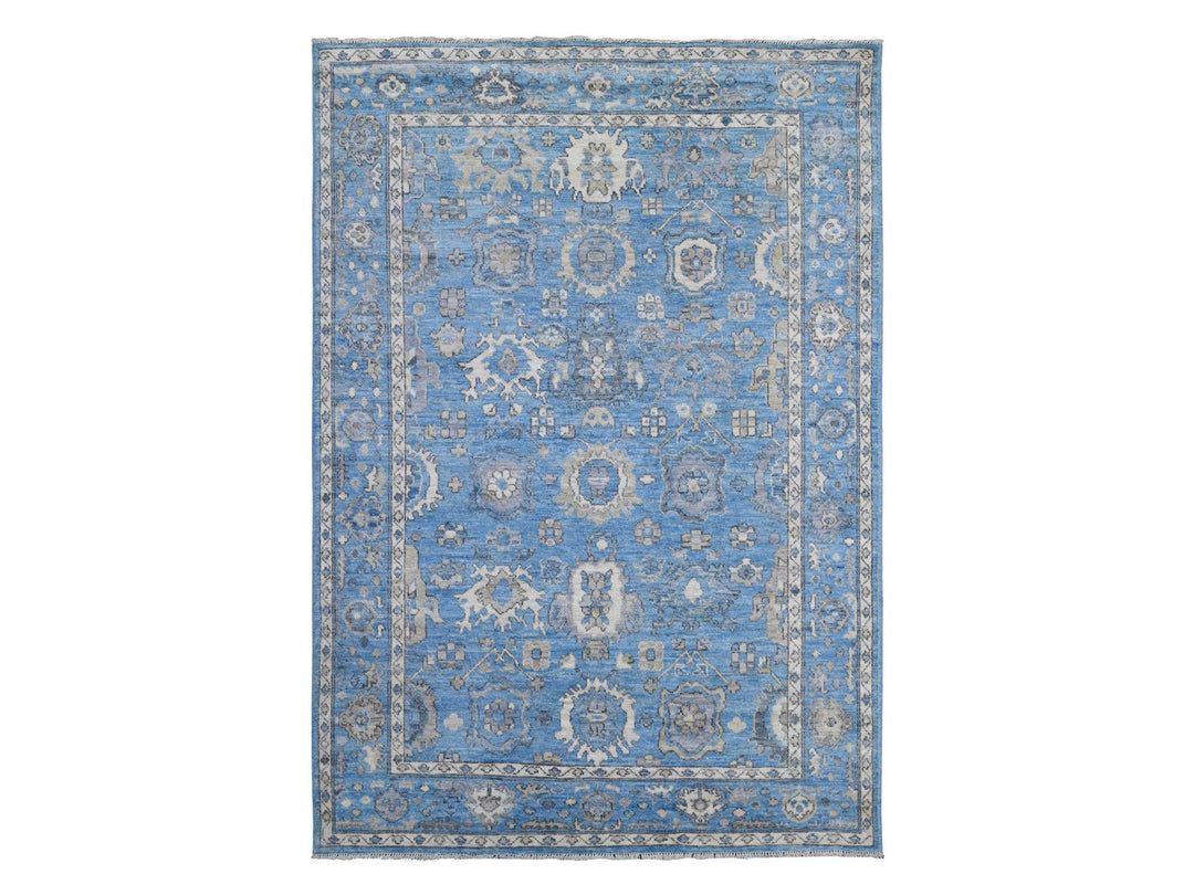 6'1" x 8'8" New Hand Knotted Blue Wool Rectangle Oriental Rug - MOA10288699