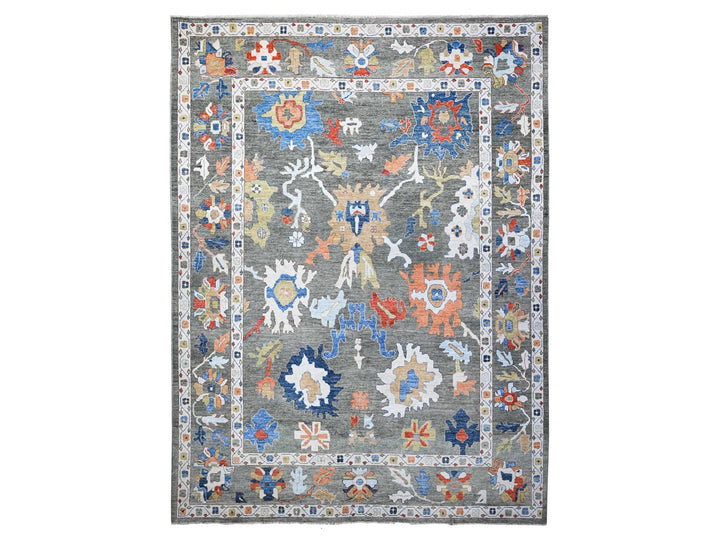 12'1" x 15'11" New Hand Knotted Grey Wool Rectangle Oriental Rug - MOA10288702